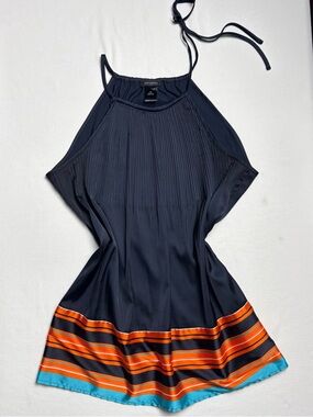 Ann Taylor Navy Striped Satin Tank- XS